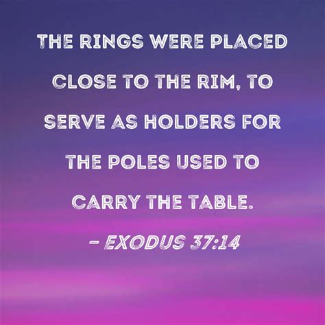 Exodus 3714 The Rings Were Placed Close To The Rim To Serve As