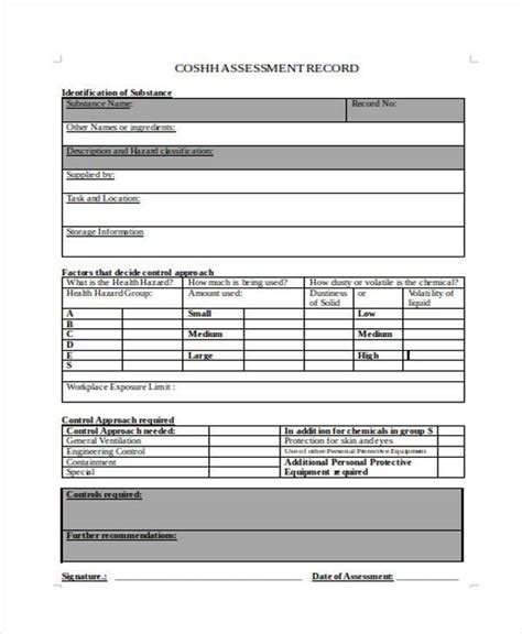 Coshh Risk Assessment Template In Word And Pdf Formats Vrogue