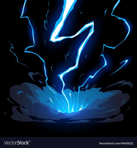 Blue Lightning Hit Effect On Black Background Vector Image