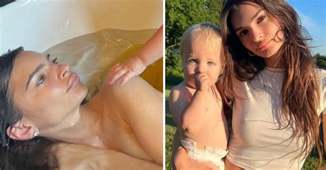 Emily Ratajkowski Divides Fans After Posing Nude In Bath With Year Old Son Vt