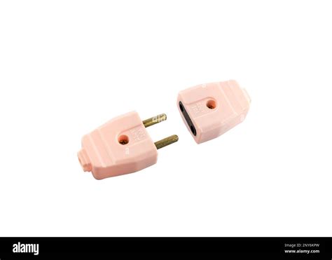 Two Pin Male Female Plug Isolated On White Background Stock Photo Alamy