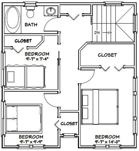 24x24 House 3 Bedroom 2 Bath 1106 Sq Ft Pdf Floor Etsy