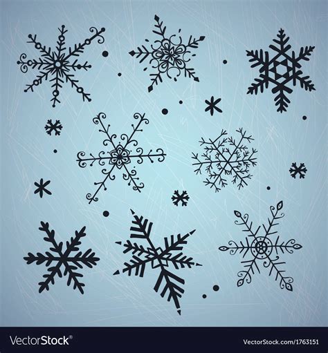 Doodle Snowflakes Royalty Free Vector Image Vectorstock