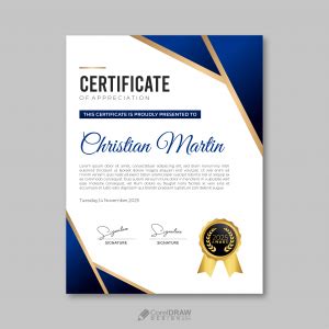 corporate professional blue certificate vector template