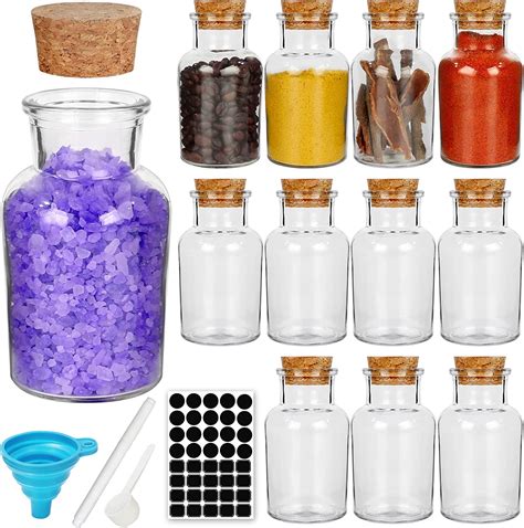 12 Pack 5oz Glass Spice Jars 150ml Clear Glass Bottle Jars With Cork Lids Reusable Storage