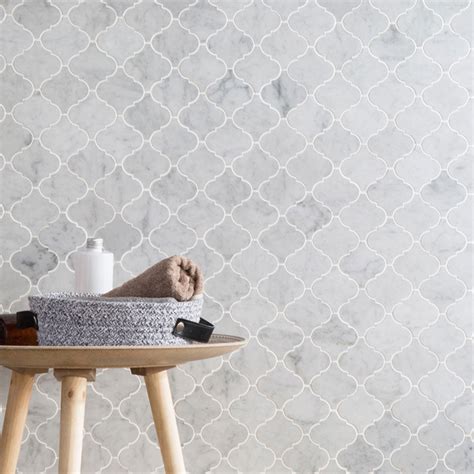 3″x 3″ Arabesque White Bianco Carrara Marble Mosaic Tile丨diflart