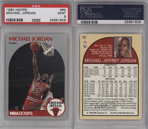 1990 nba hoops michael jordan card. 1990-91 NBA Hoops #65 Michael Jordan PSA 9 Chicago Bulls ...