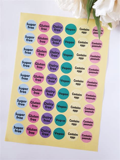 Allergy Awareness Labels Stickers For Food Businesses A4 Sheet Personalised