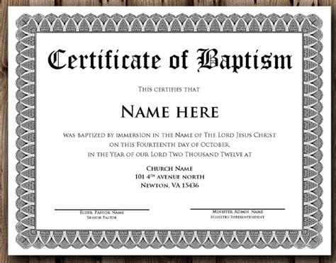 Roman Catholic Baptism Certificate Template 1 Professional
