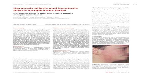 Keratosis Pilaris And Keratosis Pilaris Atrophicans Faciei Pdf Document