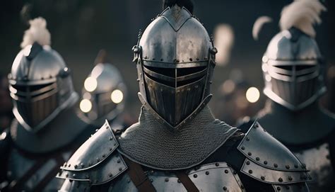 Premium Photo Medieval Knights In Armor Are Preparing For Battle The