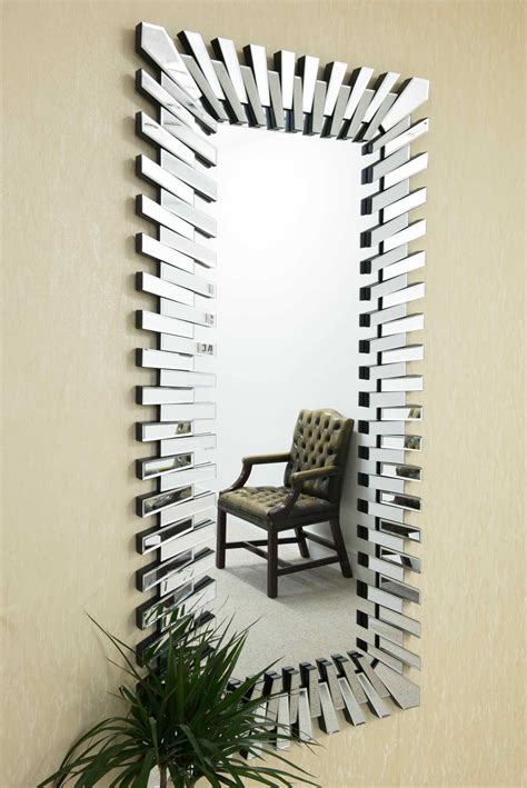 Extra Large Modern Unique 3d Sunburst All Glass Venetian Rectangular Wall Mirror 5055781824869