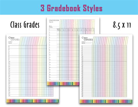 Colorful Teacher Grade Sheet Printable Grade Log Teacher Etsy