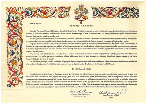 Decree Granting The T Of The Plenary Indulgence On The Occasion Of