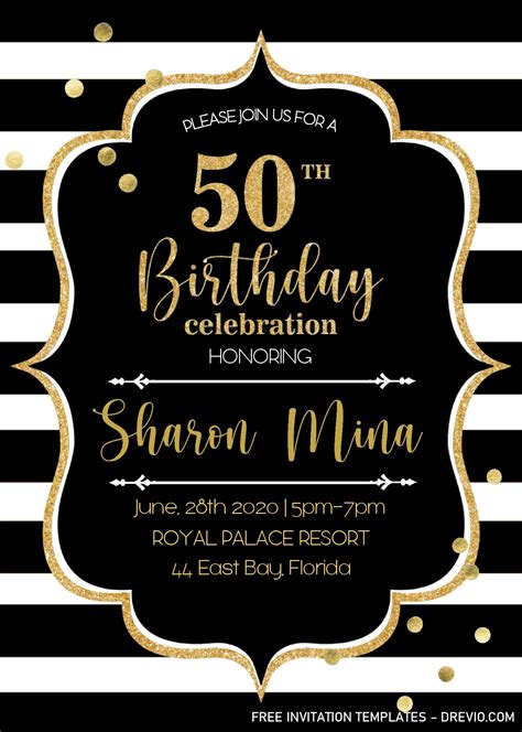 50th Birthday Party Invitation Templates Free Download Printable