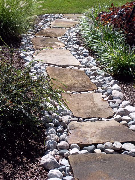 Flagstone Set In River Stone Garden Walkway Pinterest Garden