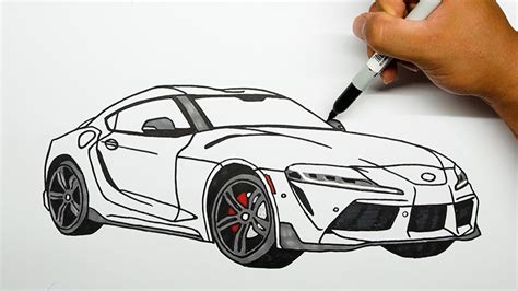 How To Draw A Car Toyota Supra Step By Step Youtube