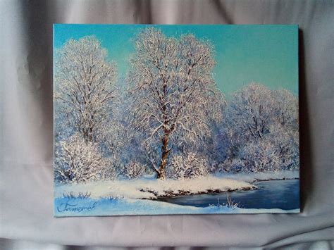 Winter Landscape Trees In The Snow Artwork Original Oil Etsy