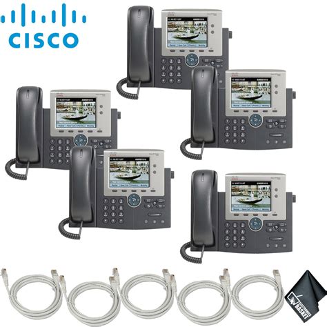 Cisco 7945g Unified Ip Phone With Extra Cat5 Cables 5 Pack