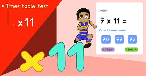 11 Times Table Quiz Multiply By 11 Test
