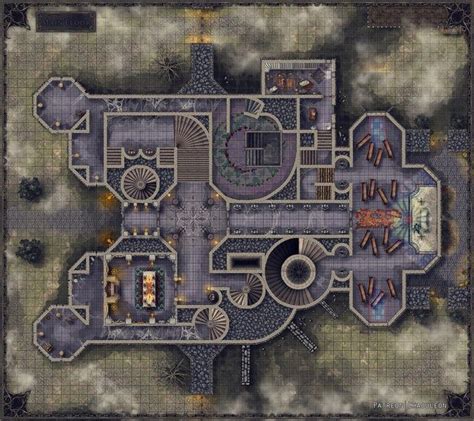 Castle Ravenloft Main Floor 54x48 Dndmaps Dungeon Maps Dnd