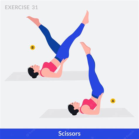 Ejercicio De Tijeras Mujer Entrenamiento Fitness Aeróbicos Y Ejercicios Vector Premium