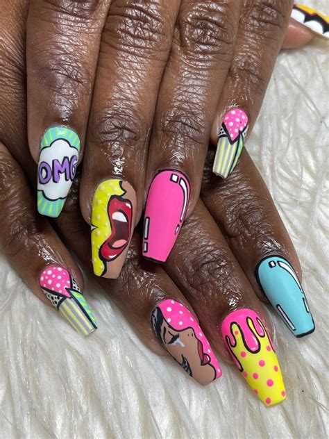 Pop Art Nails In 2023 Pop Art Nails Short Acrylic Nails Designs