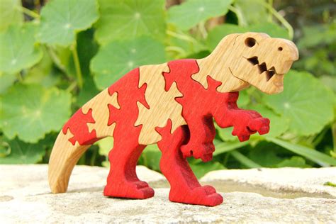 Wooden Dinosaur Puzzle T Rex Puzzle Great T For Kids Etsy