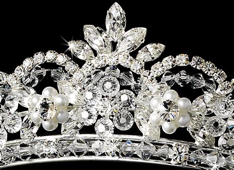 Royal Crystal And Pearl Bridal Crown Tiara Elegant Bridal
