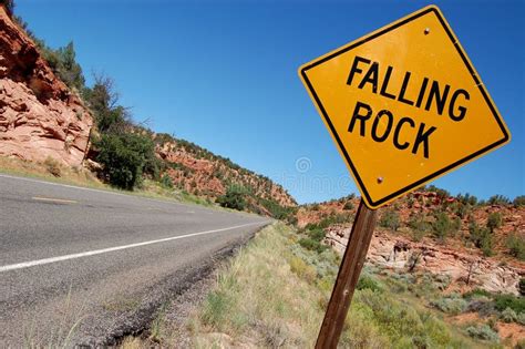 Falling Rock Sign Stock Image Image 6479551