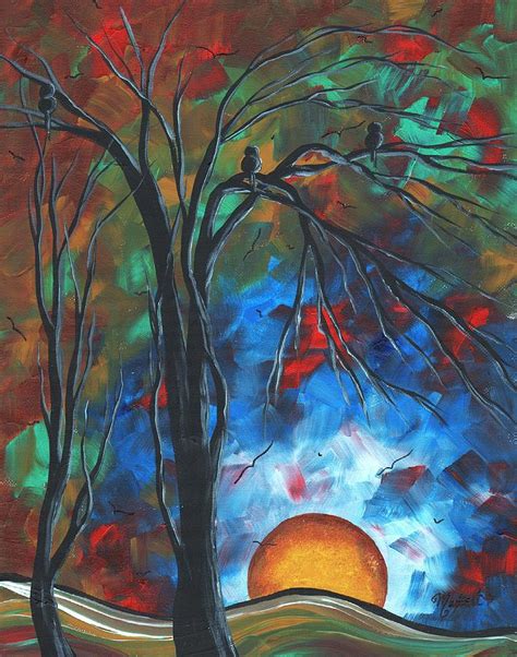 Abstract Art Original Colorful Bird Painting Spring