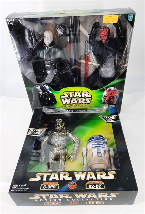 Lot Star Wars Figure Sets Including C 3po R2 D2 And Darth Maul And Vader
