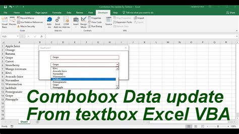 Combobox Data Update By Textbox Excel Vba Youtube