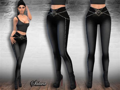 The Sims Resource Rock Queen Leather Pants By Saliwa • Sims 4 Downloads
