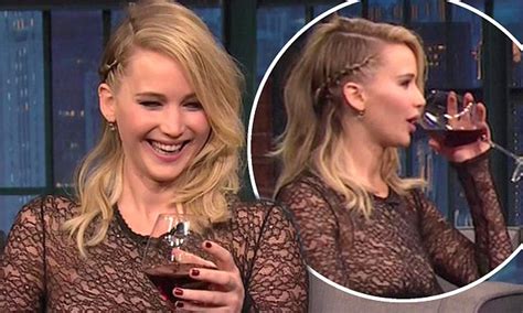 Hungover Jennifer Lawrence Drinks Through Late Night Show Daily Mail