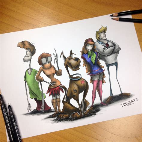 Scooby Doo Gang Creepy Drawing By Atomiccircus On Deviantart