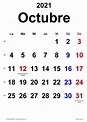 Calendario Octubre 2021 Para Imprimir