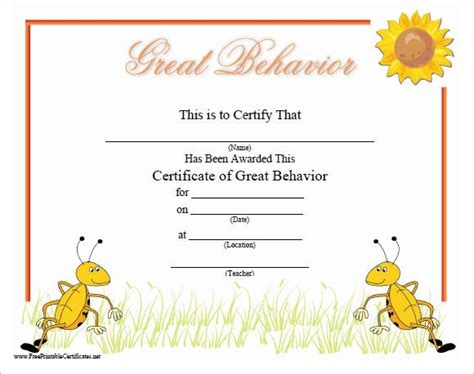 Free Good Behaviour Certificate Editable Templates Good Behaviour