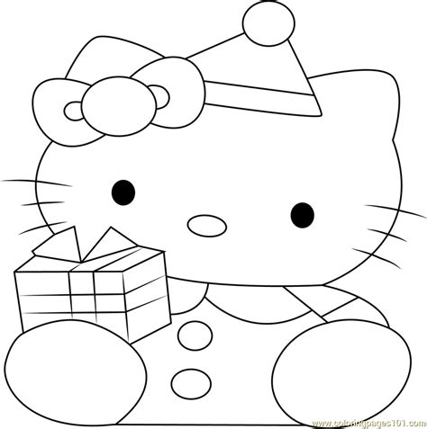 kitty  christmas coloring page   kitty coloring pages coloringpagescom