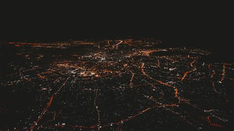 Download Wallpaper 2048x1152 Night City Lights Aerial View Night