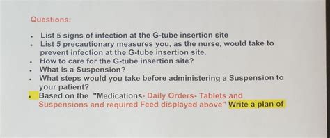 Solved Questions List 5 Signs Of Infection At The G Tube