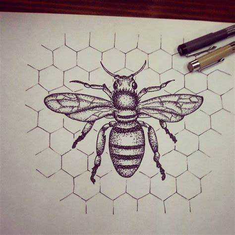 Tattoo Design In Dotwork Of A Bee Bee Drawing Bee Tattoo Honey Bee