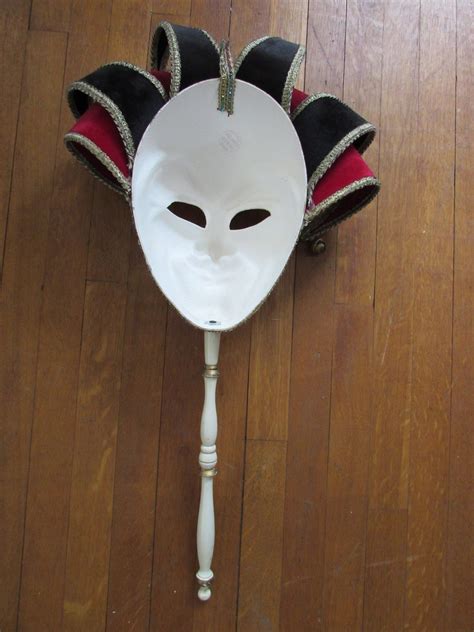 Carnival Mask Vintage Hand Held Venezia Carnival Jester Mask Etsy