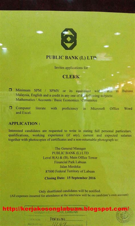 Kerja kosong jabatan peguam negara. Kerja Kosong Di Labuan: Job vacancy at public bank Ltd ...