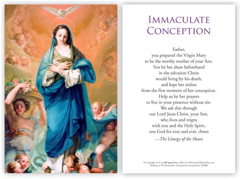 Immaculate Conception Prayer Card Ph