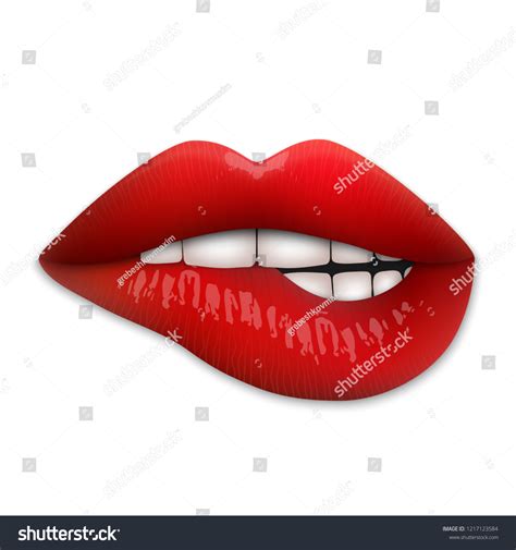 Realistic 3d Red Lips Isolated Vector Stock Vector Royalty Free 1217123584 Shutterstock
