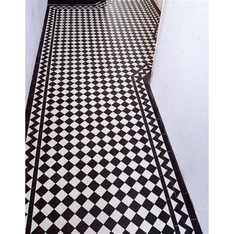 Chester With Simple Border A Chequered Victorian Floor Tile Design