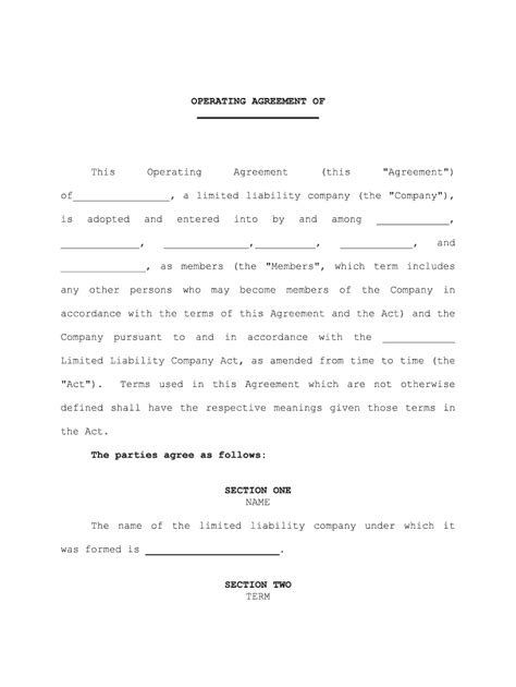 Llc Operating Agreement Fill And Sign Printable Template Online Us