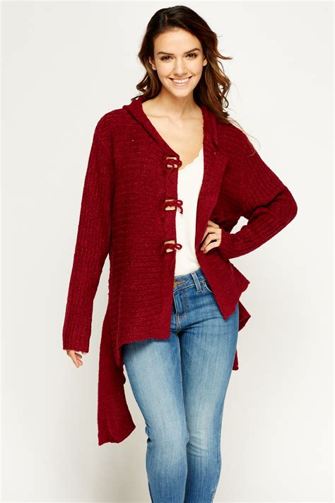 Asymmetric Knitted Hooded Cardigan Just 6