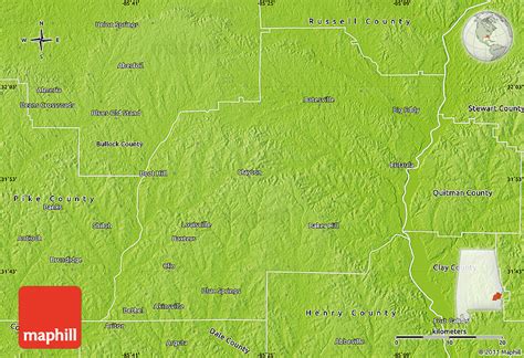 Physical Map Of Barbour County